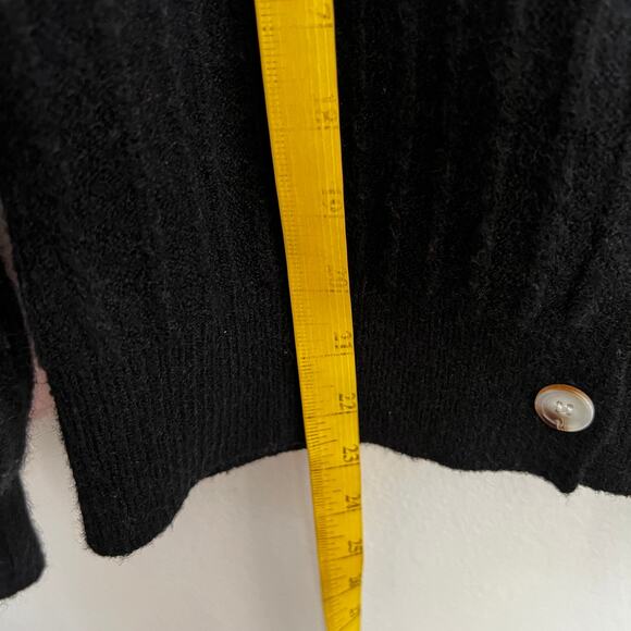 Black Floral Embroidered Cardigan Pom Pom Vintage Cottagecore Academia Medium - Picture 4 of 5